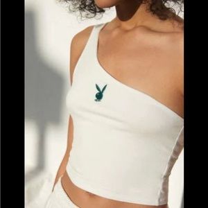 Playboy One Shoulder Crop Top